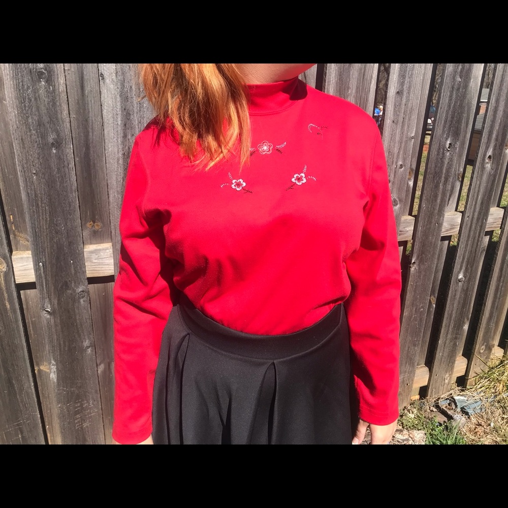 Mock neck red sweater